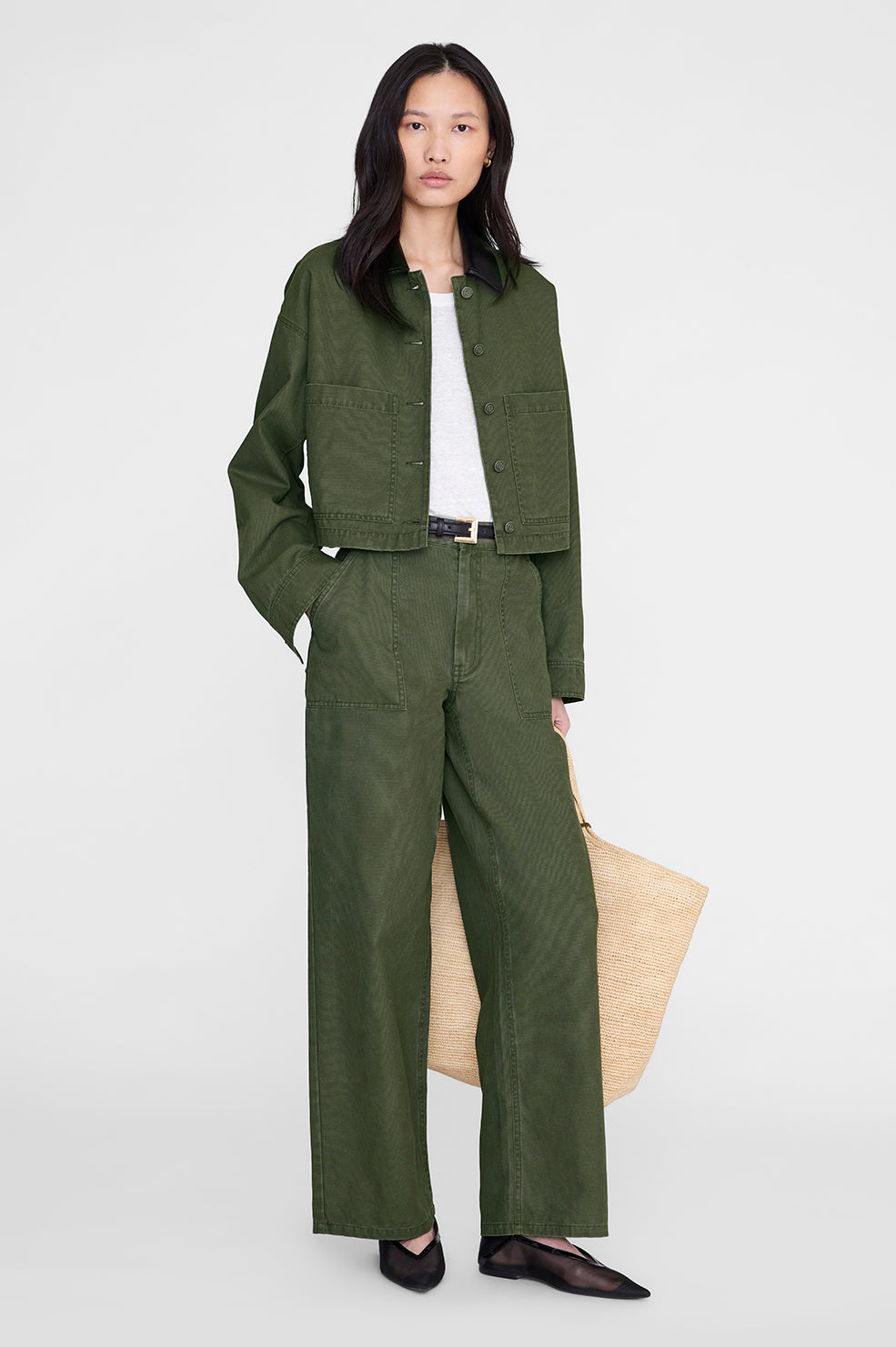 ANINE BING Yuma Jacket - Army Green - on model front