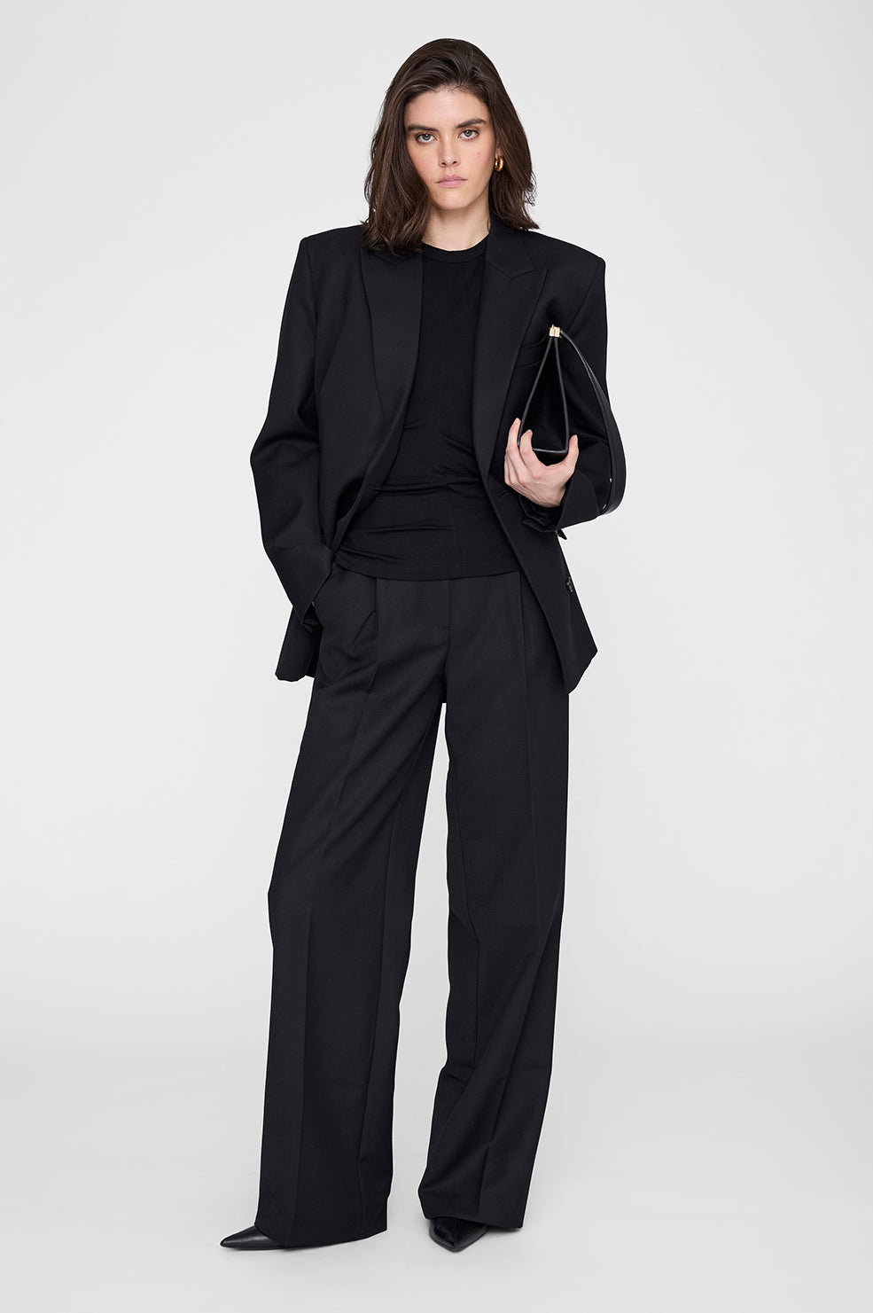 ANINE BING Zadig Tee - Black - on model front second image