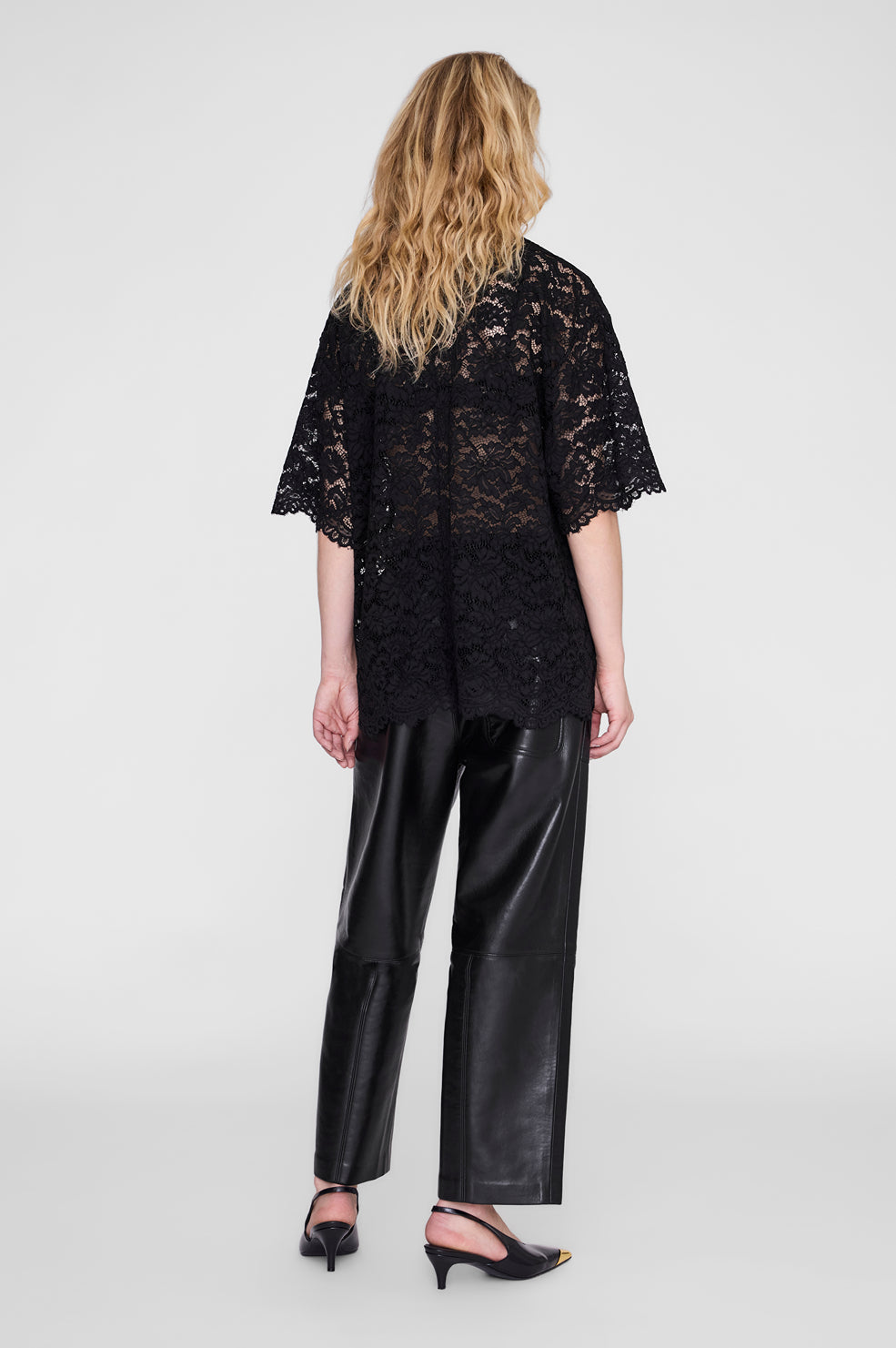 ANINE BING Zeina Top - Black Lace - on model back
