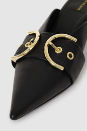 ANINE BING Zoe Mules - Black - Front Detail View