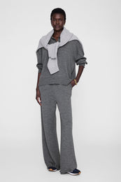 ANINE BING Adley Pant - Medium Heather Grey - on model front