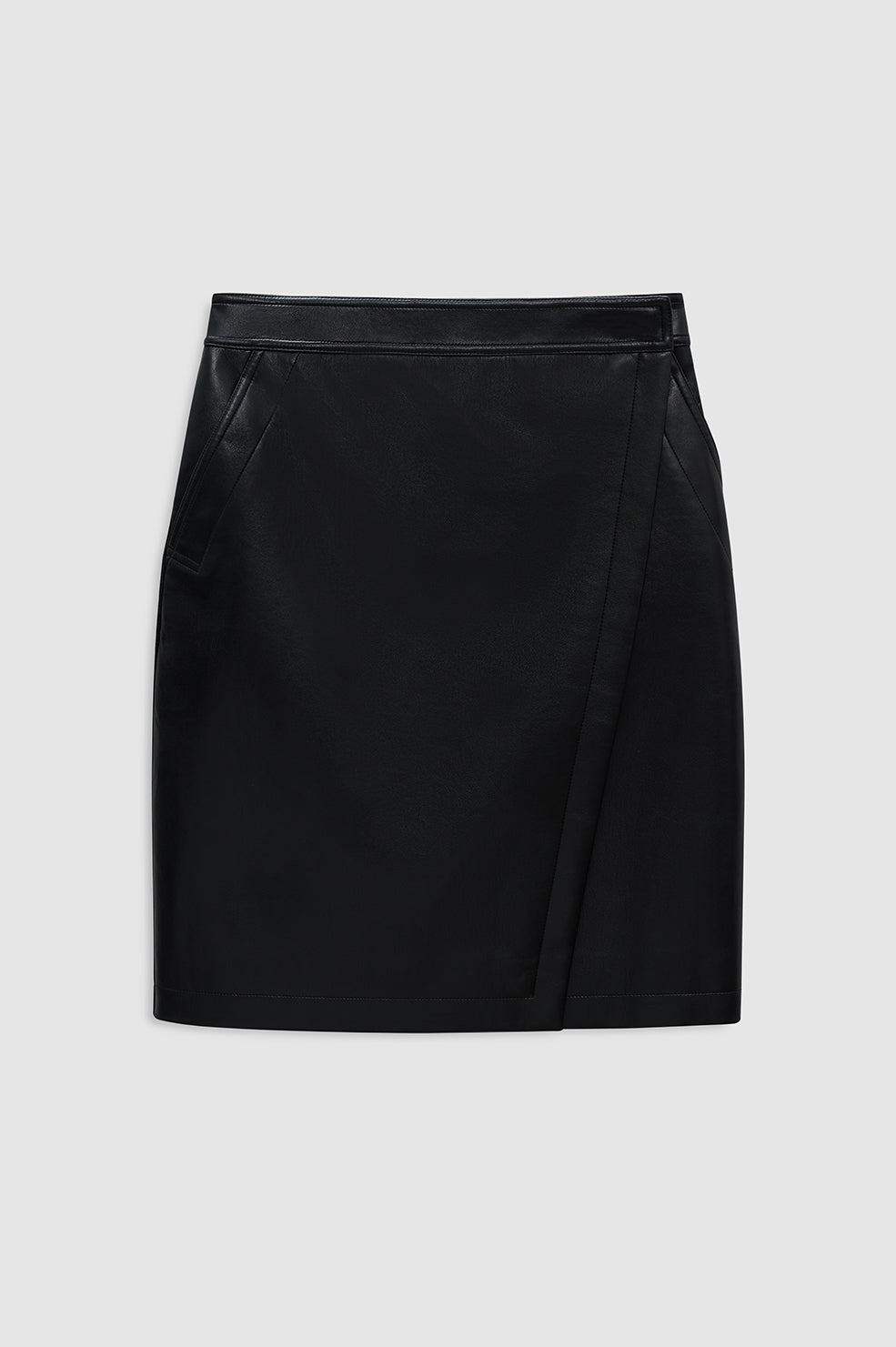 featured-img|ANINE BING Alanis Skirt - Black Recycled Leather - front view