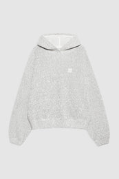 featured-img|ANINE BING Alec Hoodie Framed Monogram - Ivory And Black - front view