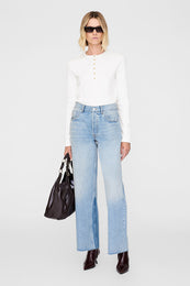 ANINE BING Alessia Long Sleeve Tee - Ivory - On Model Front