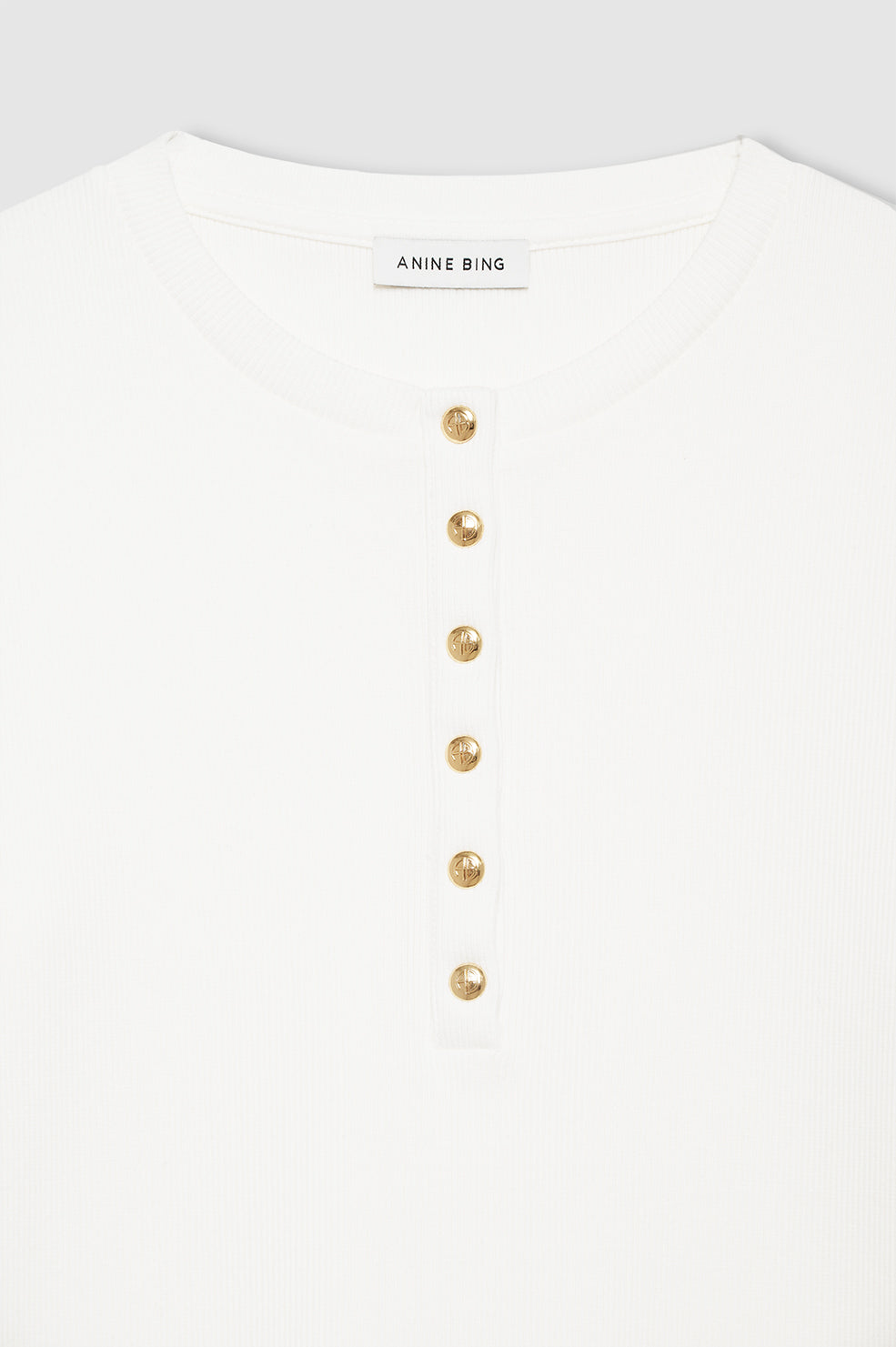 ANINE BING Alessia Long Sleeve Tee - Ivory - Detail View