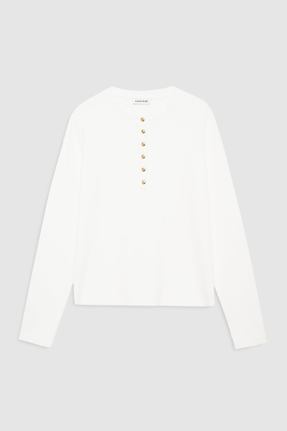 featured-img|ANINE BING Alessia Long Sleeve Tee - Ivory - Front View