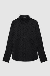 featured-img|ANINE BING Amanda Shirt - Black Dot Jacquard - Front View