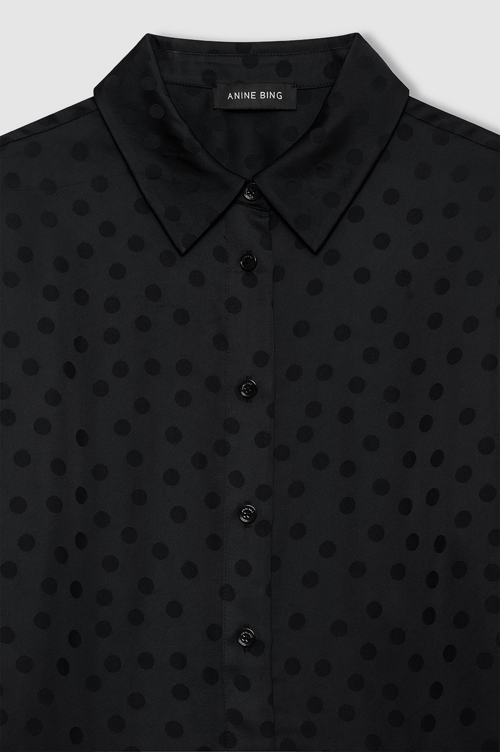 ANINE BING Amanda Shirt - Black Dot Jacquard - Detail View