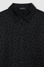 ANINE BING Amanda Shirt - Black Dot Jacquard - Detail View