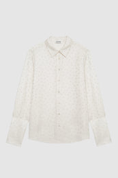 ANINE BING Amanda Shirt - Ivory Dot Jacquard - front view
