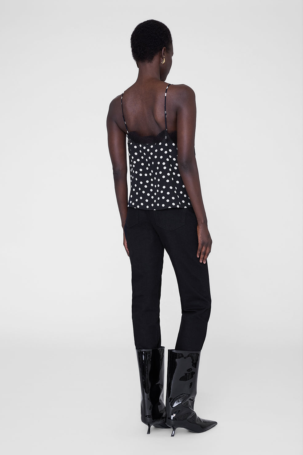 Amelie Camisole - Black And White Double Dot Jacquard