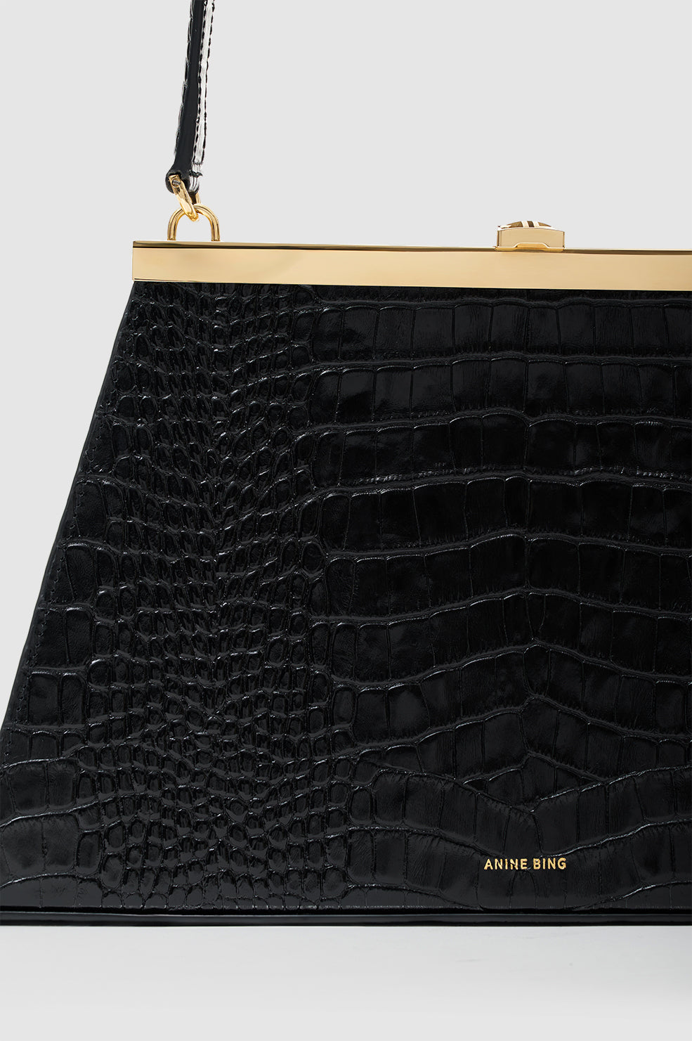 ANINE BING Anine Bag - Black Embossed - Detail View 