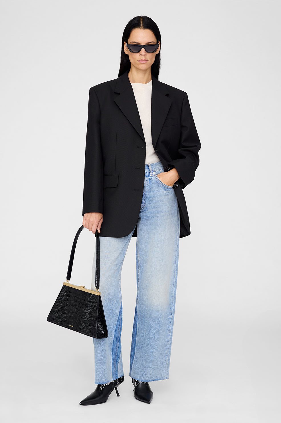 ANINE BING Anine Bag - Black Embossed - On Model View 