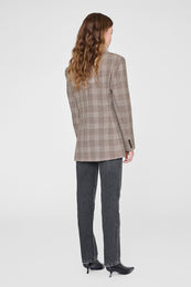 ANINE BING Aretha Blazer - Brown Plaid - on model back