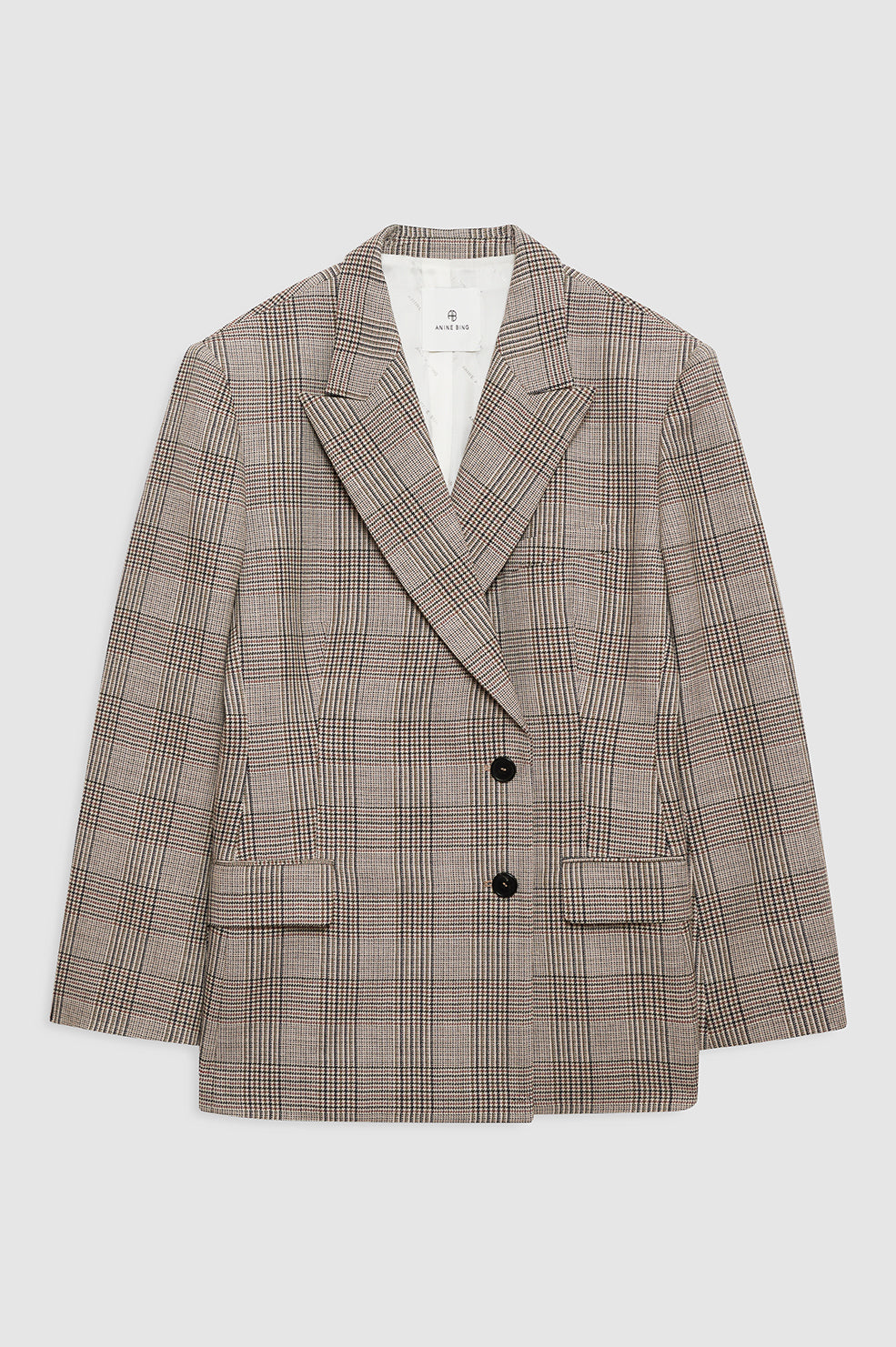 |ANINE BING Aretha Blazer - Brown Plaid - front view