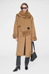 ANINE BING Augustina Scarf - Camel Wool - On Model Front