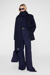 ANINE BING Ava Scarf - Navy Cashmere Blend - on model front