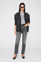 ANINE BING Banks Cardigan - Grey Leopard - on model Front View