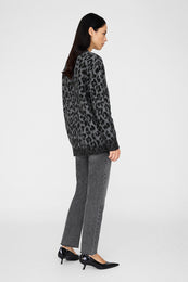 ANINE BING Banks Cardigan - Grey Leopard - on model back View