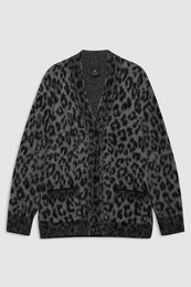 featured-img|ANINE BING Banks Cardigan - Grey Leopard - Front View