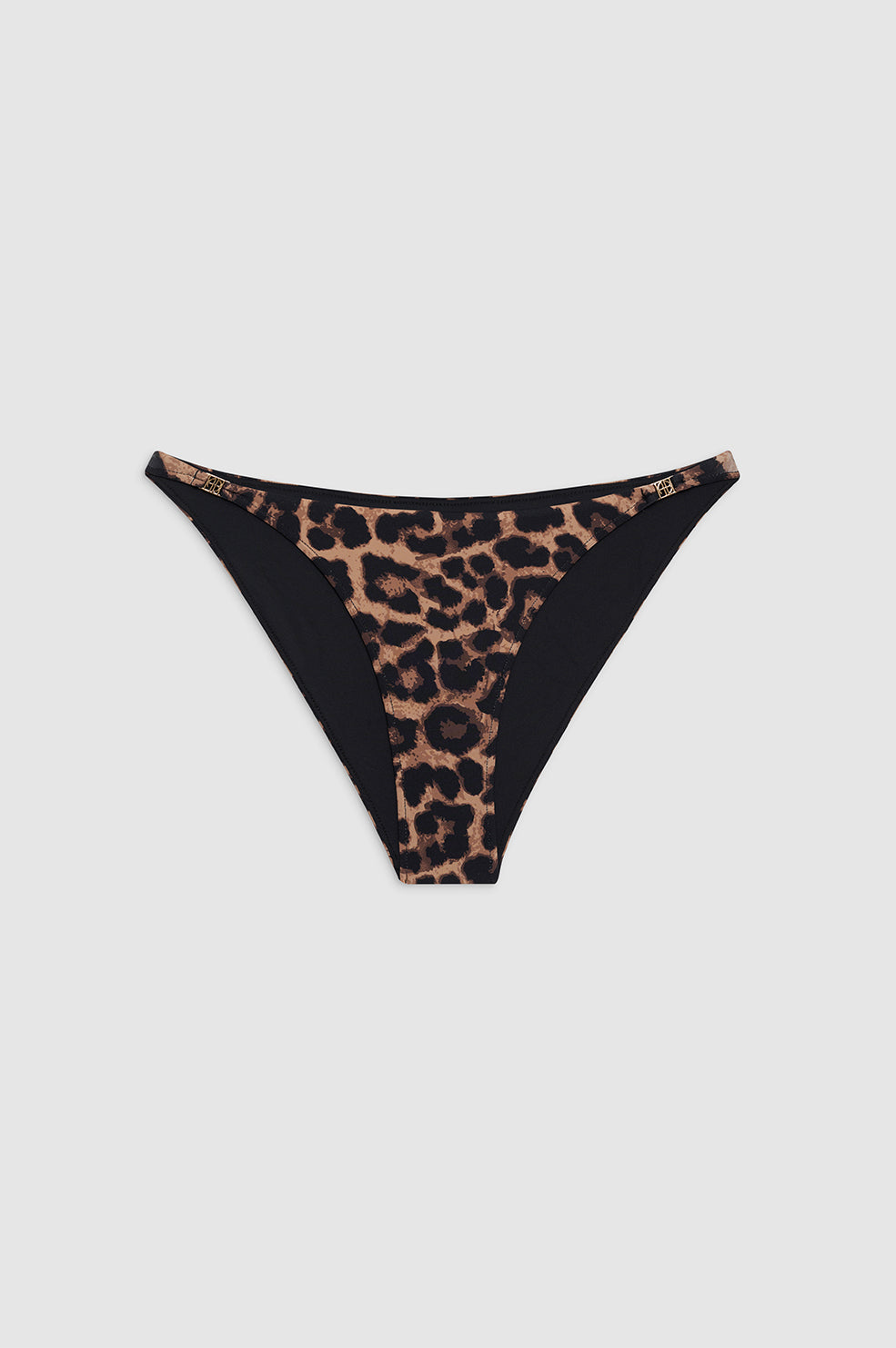 ANINE BING Bellamy Bikini Bottom - Black And Brown Leopard - Front View
