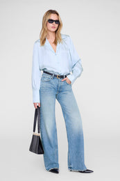 ANINE BING Bethany Shirt - Pale Blue - on model front 