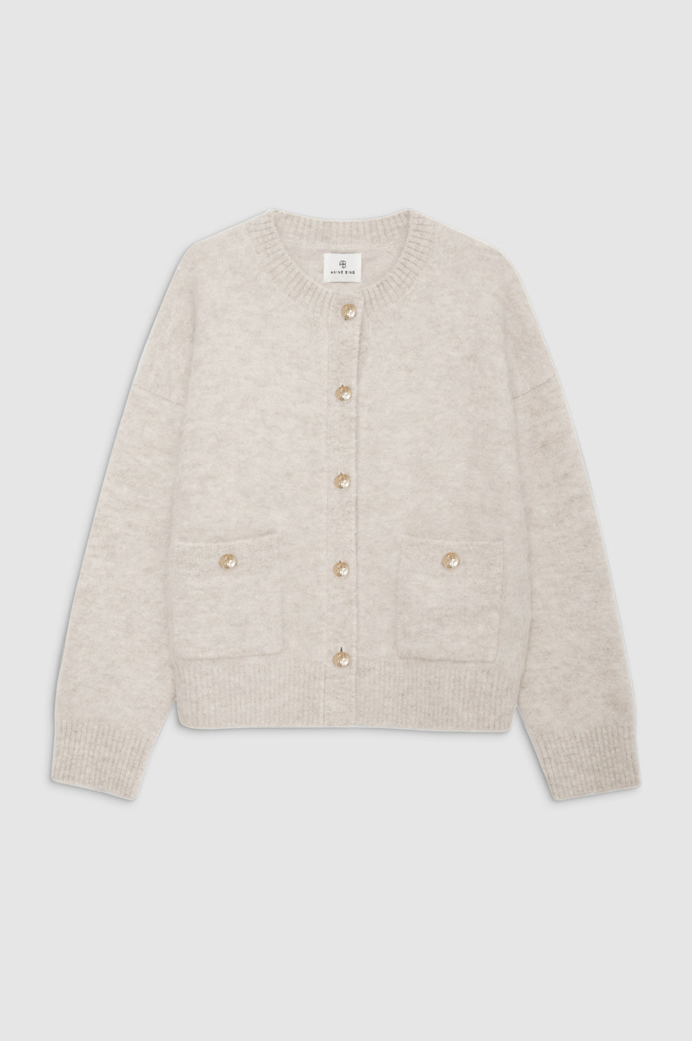ANINE BING Bobbie Cardigan - Light Oat thumbnail