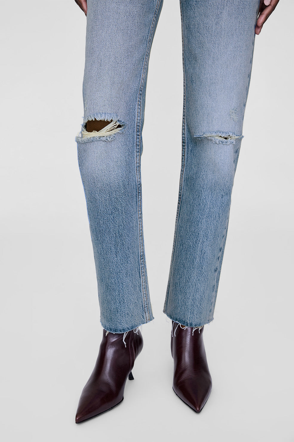 ANINE BING Bruno Jean - Destructed Antique Blue - On Model Back Detail- On Model Front Detail 