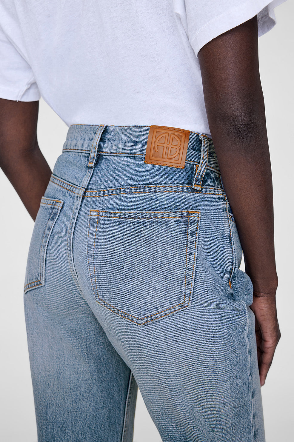 ANINE BING Bruno Jean - Destructed Antique Blue - On Model Back Detail