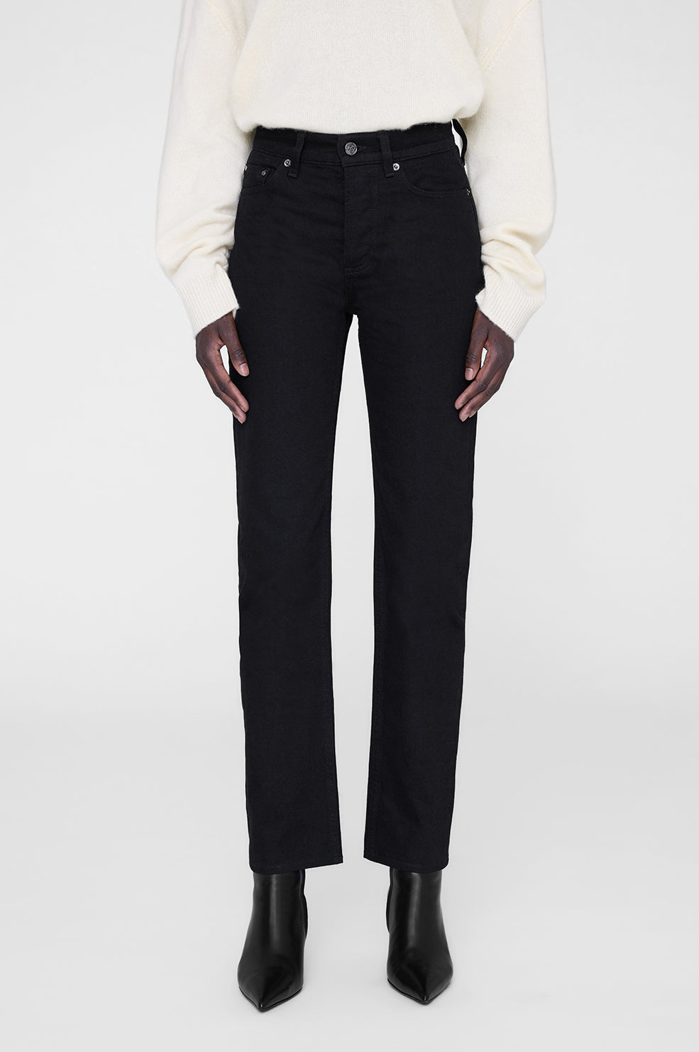 ANINE BING Bruno Jean - Black - On Model Front Detail