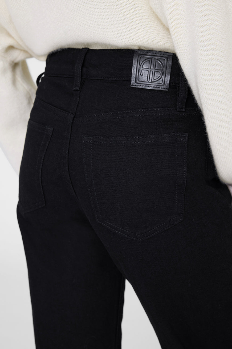 ANINE BING Bruno Jean - Black - On Model Back Detail View Second image