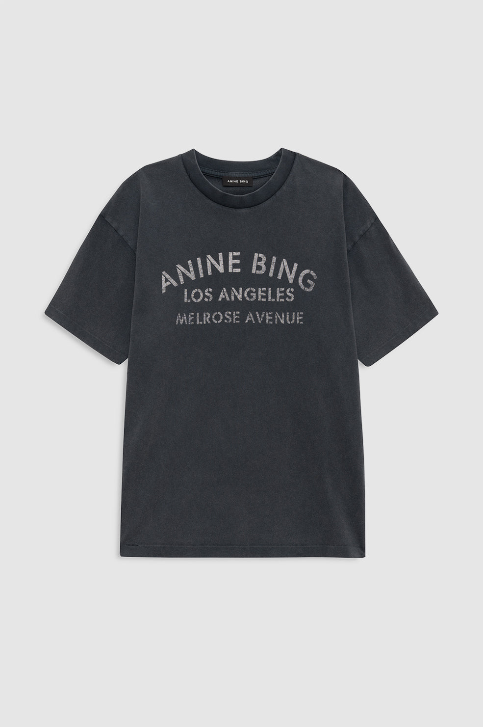 ANINE BING Cade Tee Melrose Stencil - Washed Black - front view