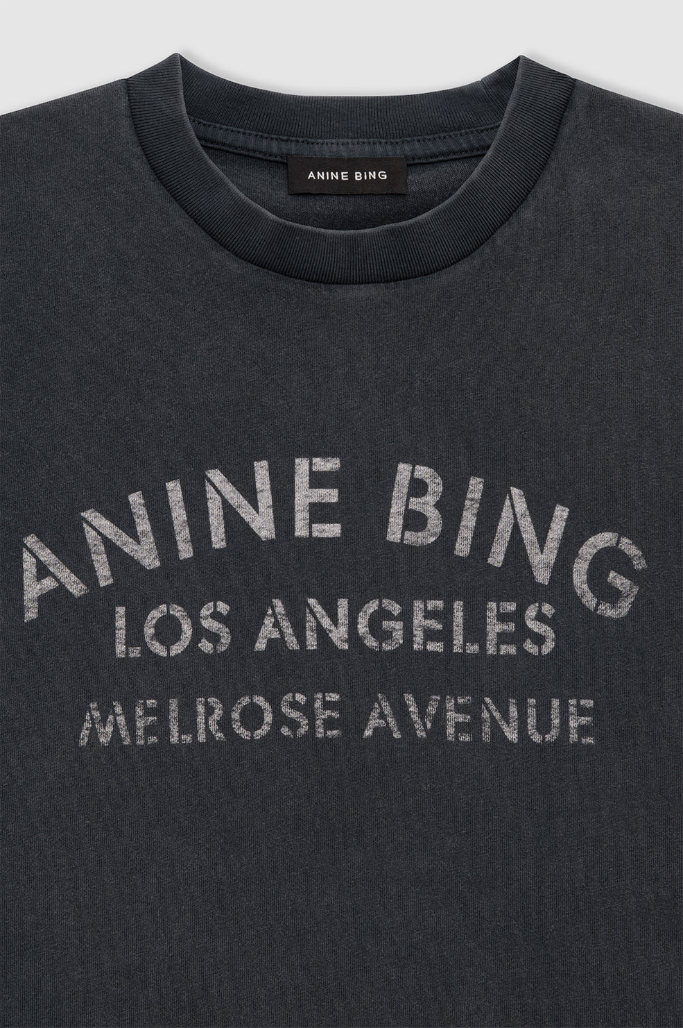 ANINE BING Cade Tee Melrose Stencil - Washed Black - detail view