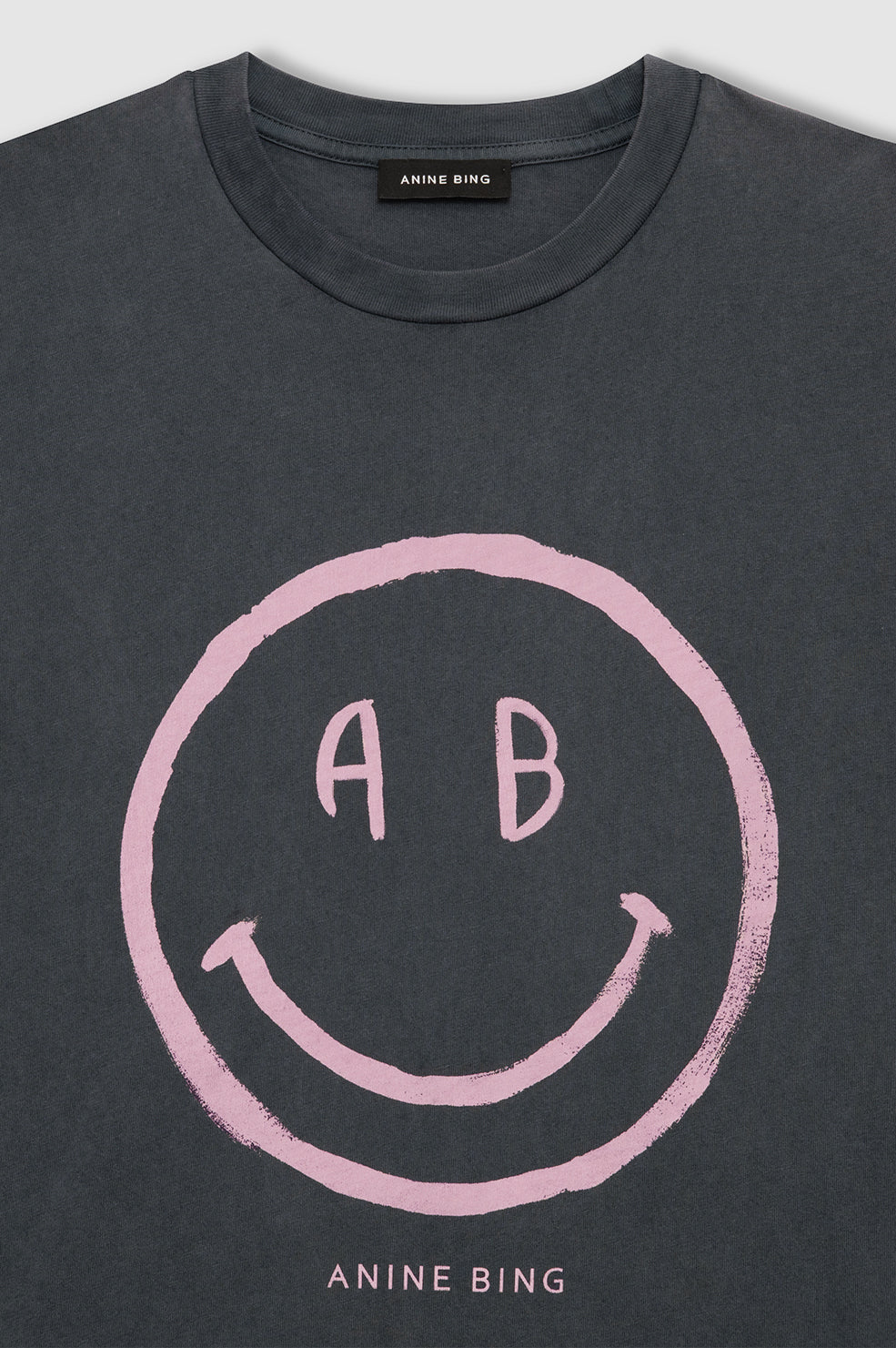 ANINE BING Cade Tee Smiley - Washed Grey - detail view