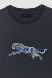 ANINE BING Cade Tee Leopard - Washed Black - detail view
