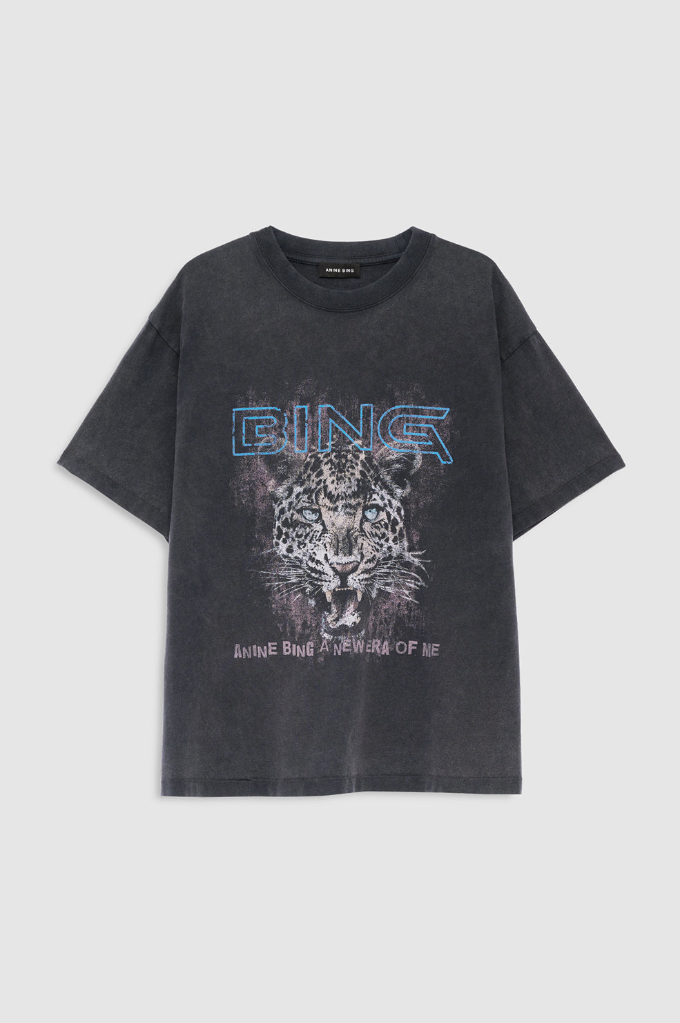 ANINE BING Cade Tee Leo Muse - Washed Black - front view