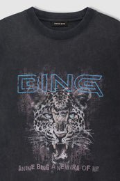 ANINE BING Cade Tee Leo Muse - Washed Black - detail view
