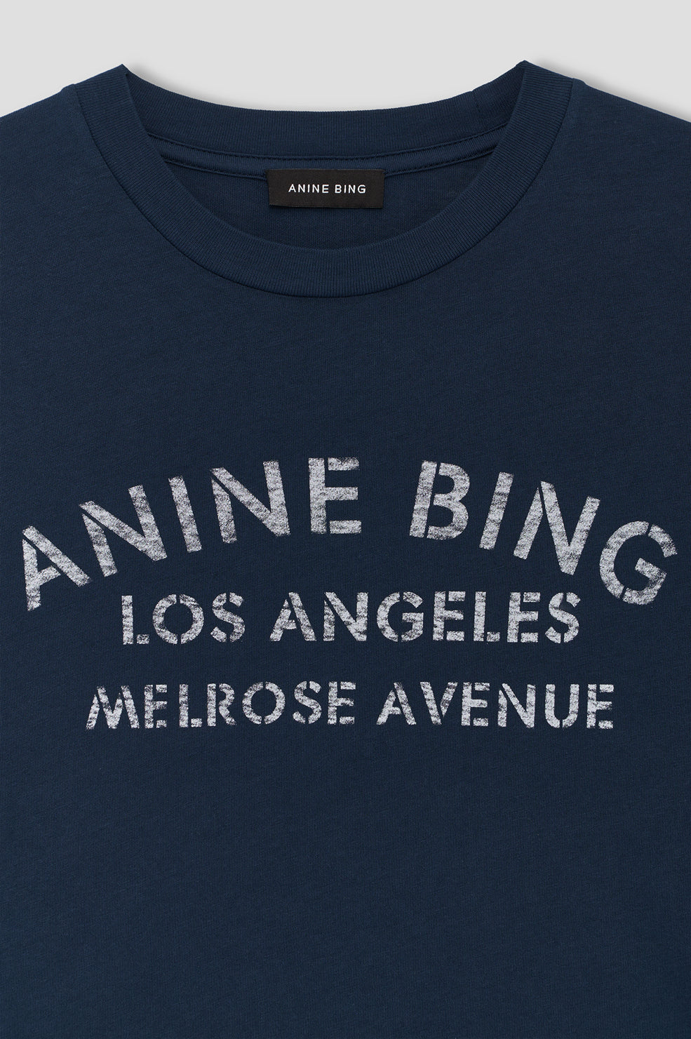 ANINE BING Cade Tee Melrose Stencil - Navy - detail view