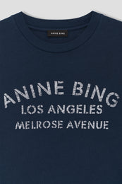 ANINE BING Cade Tee Melrose Stencil - Navy - detail view