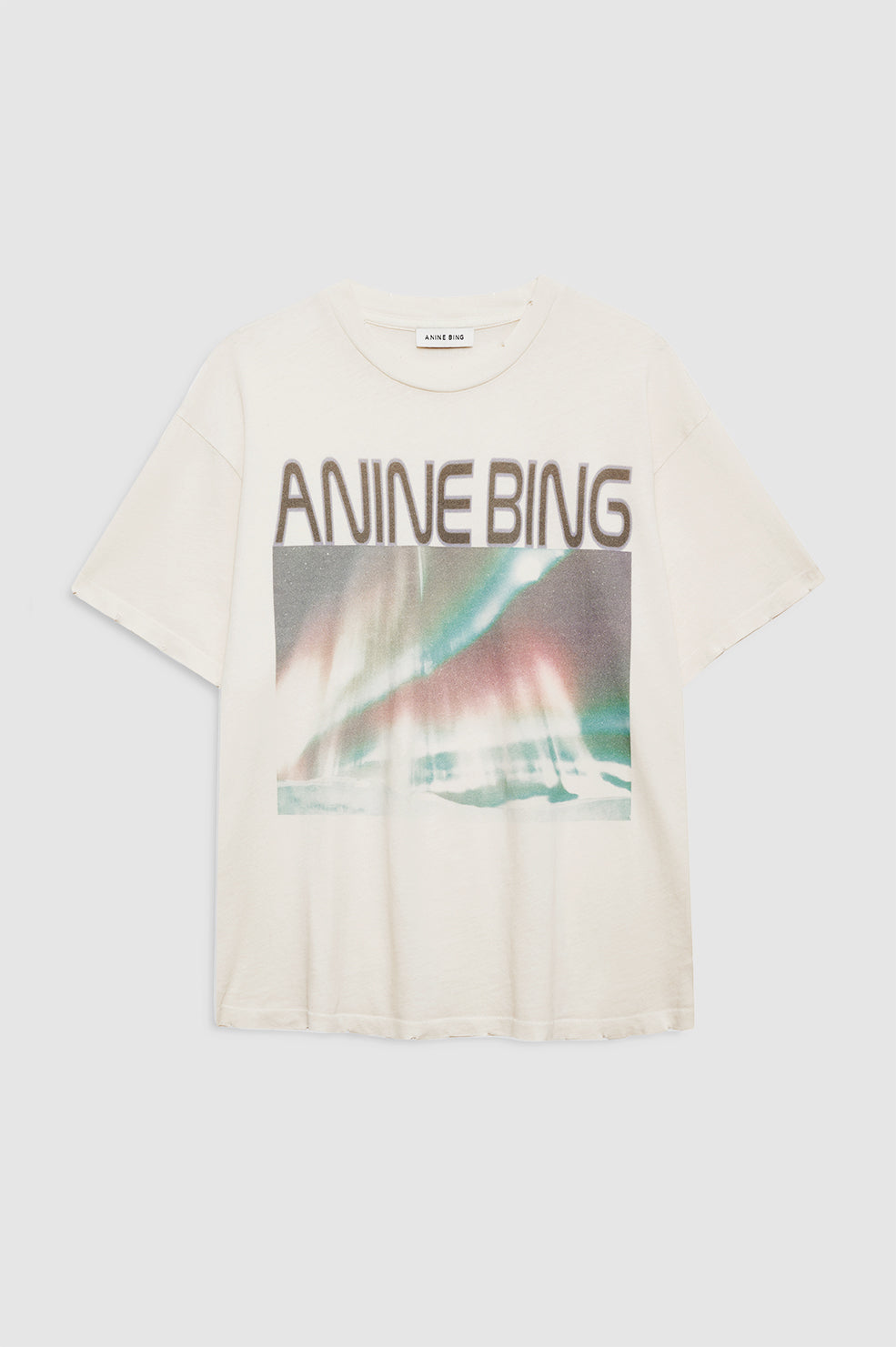 featured-img|ANINE BING Cade Tee Northern Lights - Off White - Front View