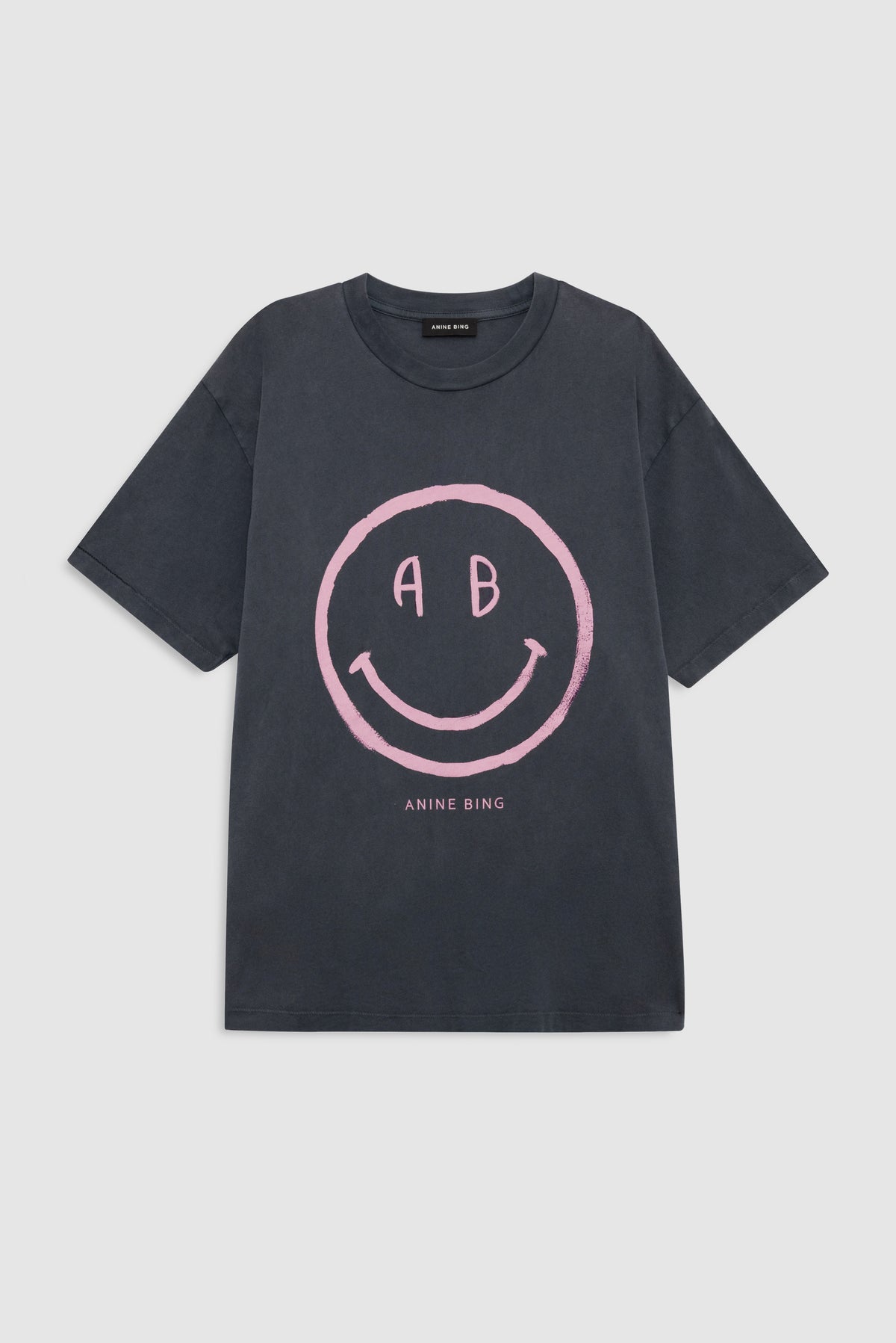 ANINE BING Cade Tee Smiley - Washed Grey - front view