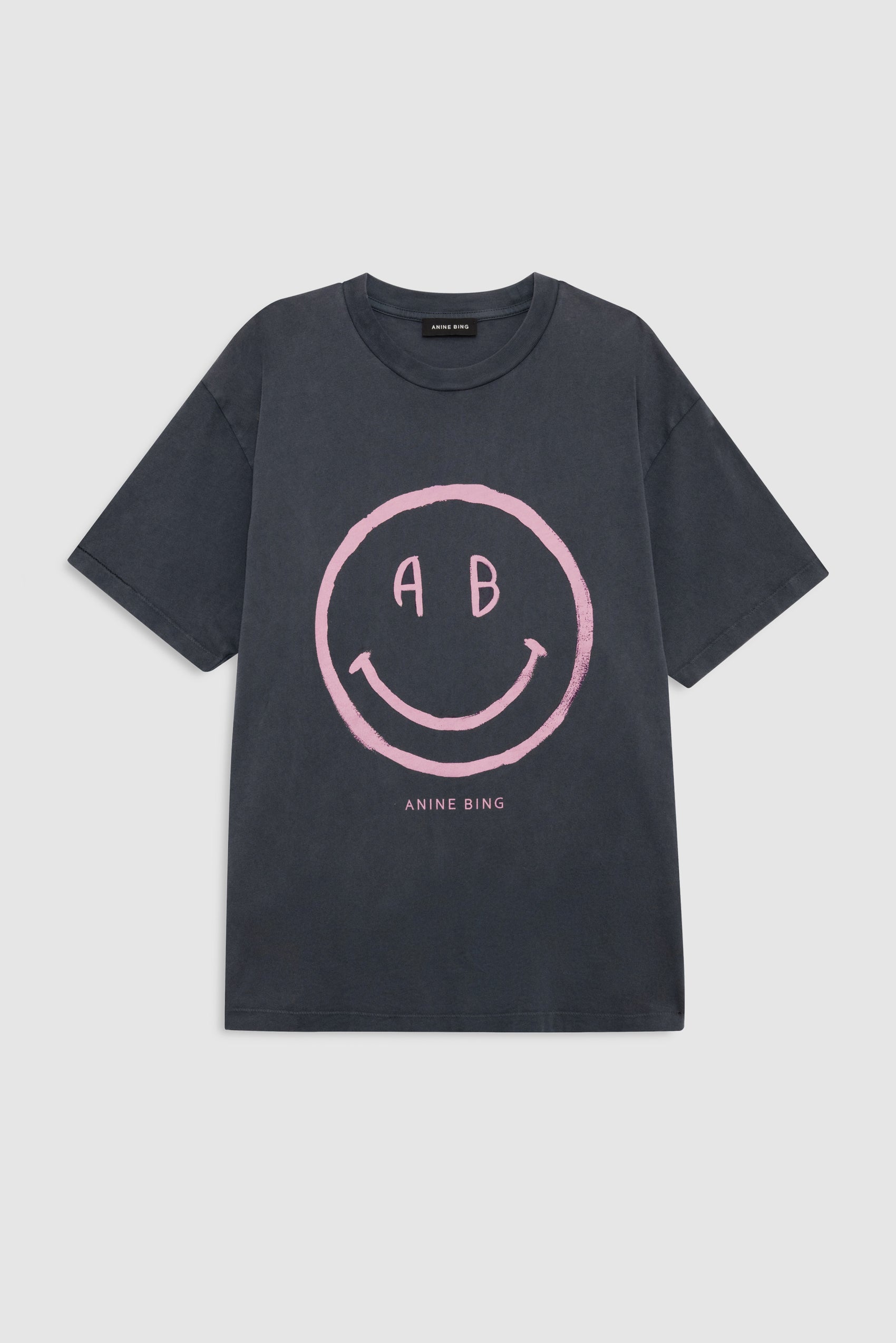 ANINE BING Cade Tee Smiley - Washed Grey - front view