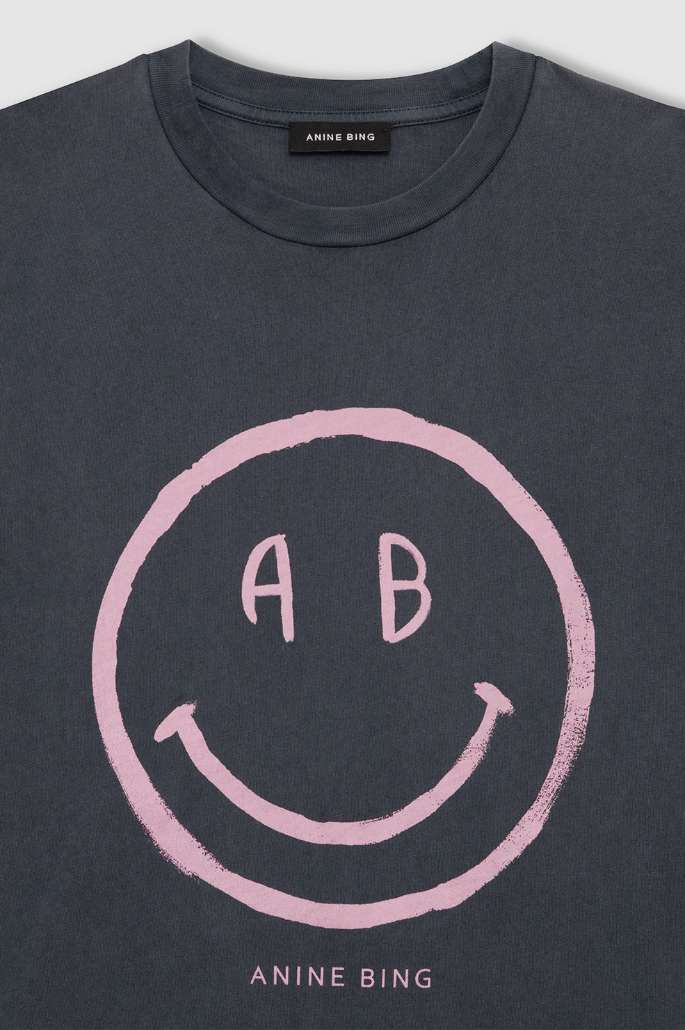 ANINE BING Cade Tee Smiley - Washed Grey - detail view
