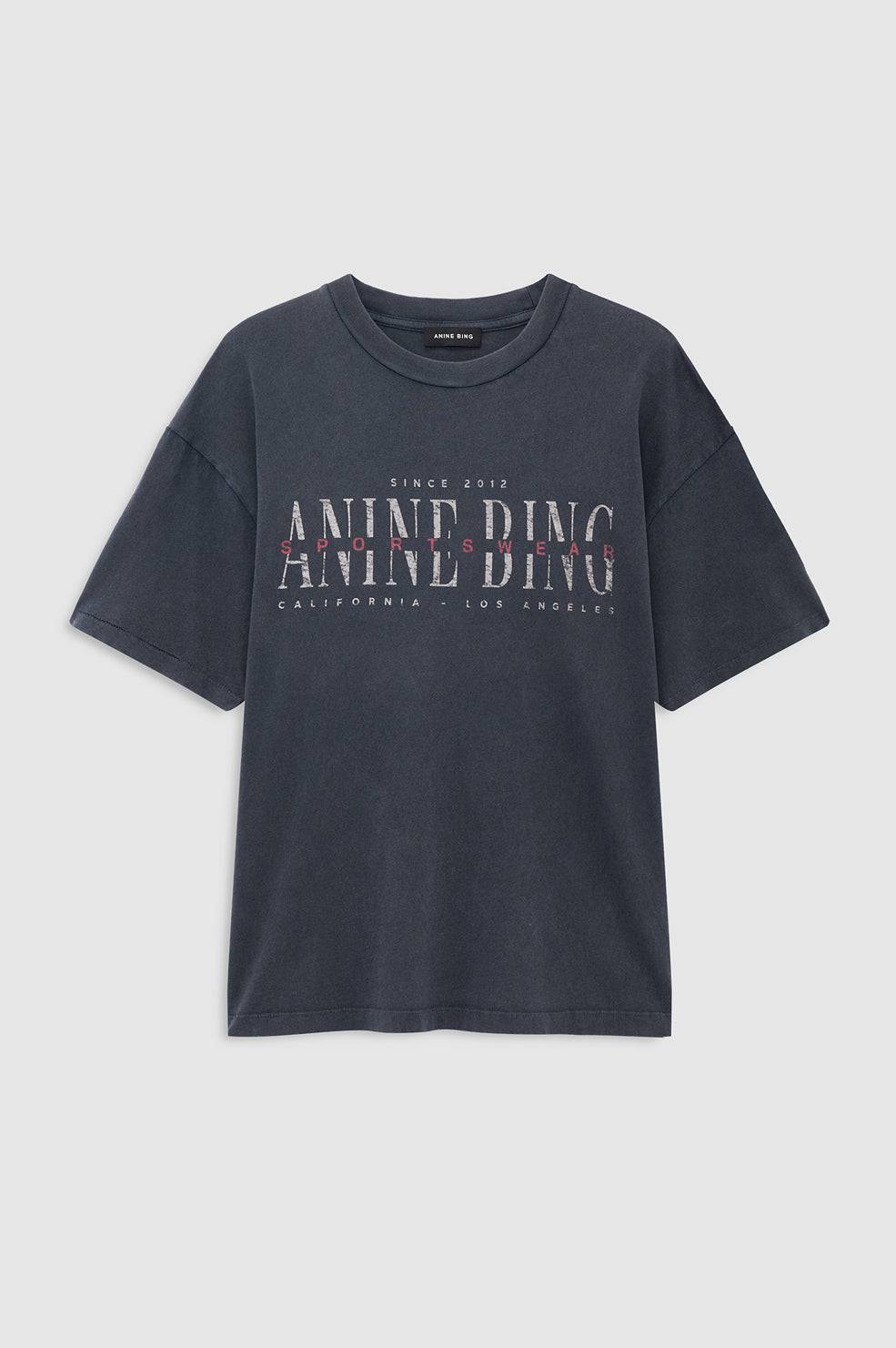 ANINE BING - Cade Tee Sport Club - Washed Black - front view