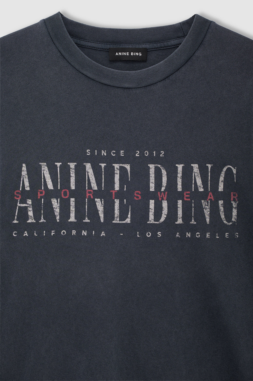 ANINE BING Cade Tee Sport Club - Washed Black - detail view