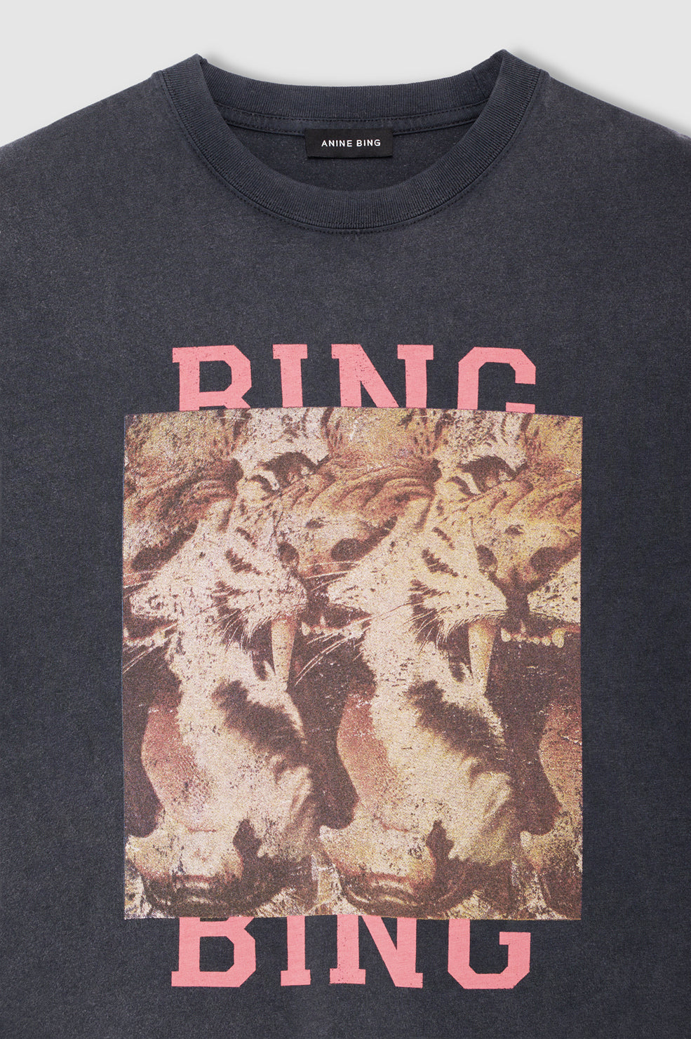ANINE BING Cade Tee Tiger Bing - Washed Black - detail view
