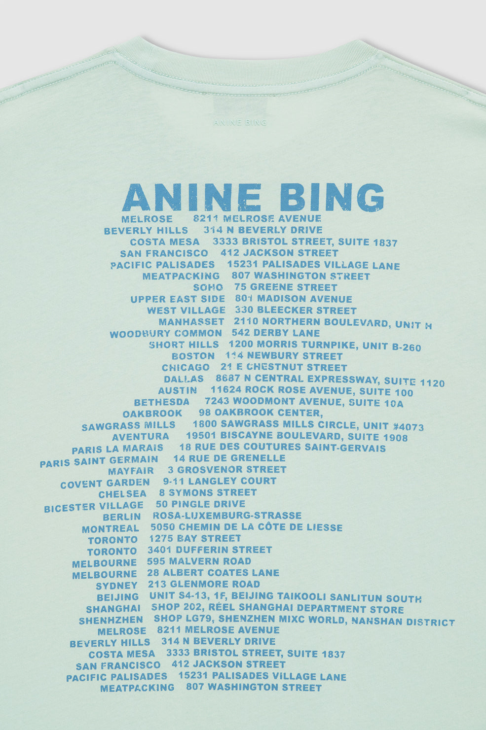 ANINE BING Cade Tee Wave - Washed Seafoam - detail view