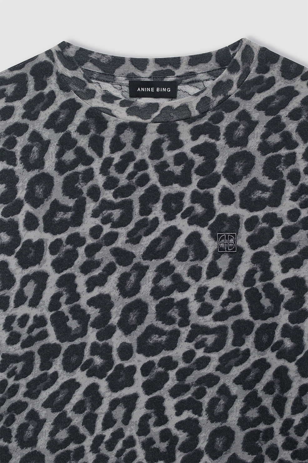 ANINE BING Cohen Tee - Grey Leopard - Detail View