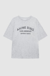 ANINE BING Cohen Tee Los Angeles Stencil - Medium Heather Grey - Front View