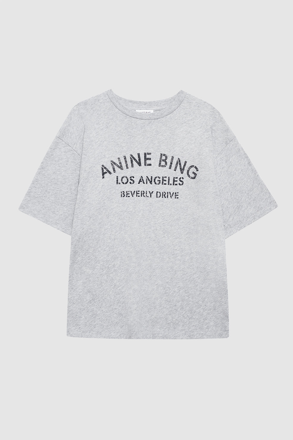 ANINE BING Cohen Tee Los Angeles Stencil - Medium Heather Grey - Front View